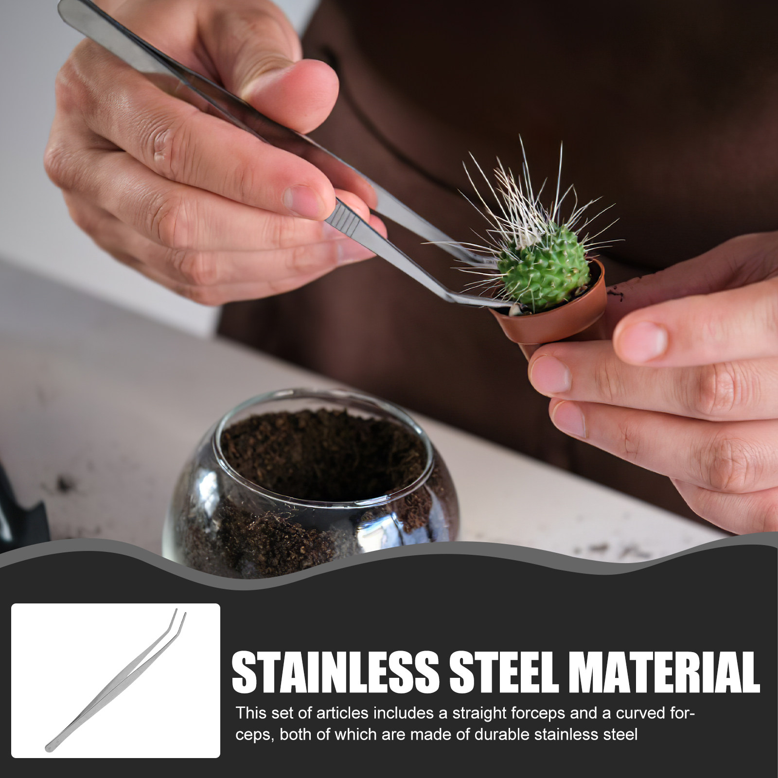 Feeding Tong Stainless - 2개입 스테인리스 스틸 핀셋 세트, 실버